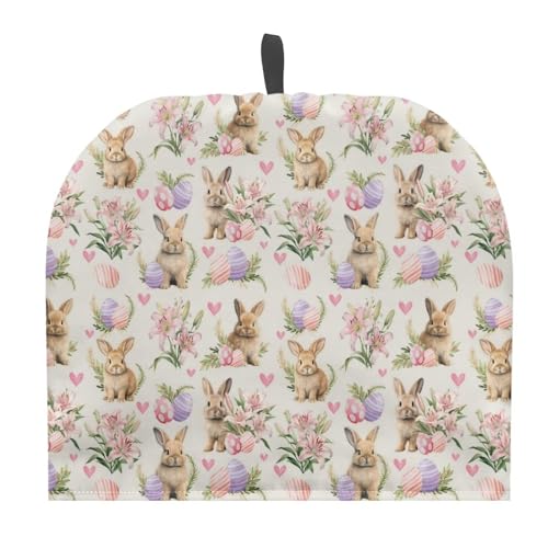Tutolipy Bunny Egg Print Tea Cozy Cover Warmth Keep Tea Kettle Cover Insulated Teapot Cover with Top Handy Loop Easter Motif Tea Cosies Reusable