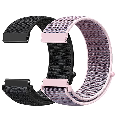 20mm Nylon Quick Release Band Compatible with Samsung Galaxy Watch 7 6 5 4 40mm 44mm/Garmin Vívoactive 6/5/3/Venu Sq 2/Forerunner 55/158/165/245/645/Amazift Active 3 Premium/Active 2/Cheetah 2 Pro