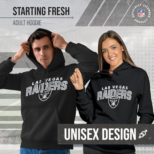 Team Fan Apparel NFL Adult Unisex Starting Fresh Ultra Soft Fleece Hooded Sweatshirt, Heathered Football Hoodie (Las Vegas Raiders - Black Heather, Large) - Image 2