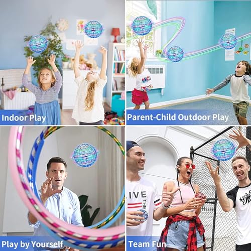 2025 Upgraded Flying Orb Ball Toy with LED Lights, Cosmic Boomerang Hover Orb Ball for Kids & Adults, for Indoor/Outdoor Fun Cool Holiday Magic Toy, for Boys & Girls (Blue+Red) - Image 3