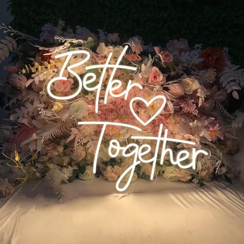 Better Together LED Neon Sign Transparent Acrylic Light Decor for Wedding Birthday Party Wall Home Bedroom Room Art Decoration with USB Light Modulator 5V