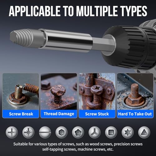 Image of STREBITO Damaged Screw Extractor Set, 32PCS Stripped Screw Extractor with Magnetic Extension Shaft & Socket Adapter, Stripped Screws Nuts & Bolts Drill Bit Tools for Easy Removal of Rusty Broken Screw