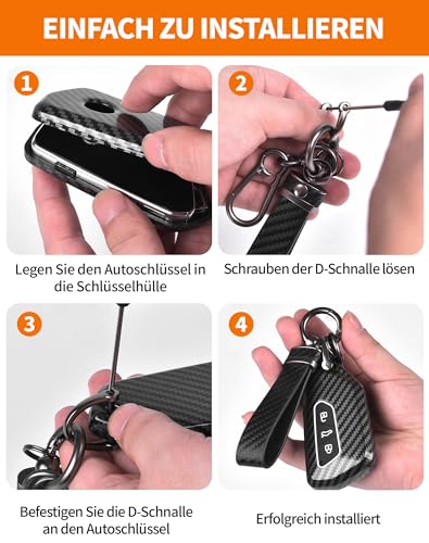 Autoschlüssel Hülle kompatibel mit VW Golf 8, Auto Schlüsselhülle 3-Tasten Auto Schlüssel Cover für VW ID3 ID4 E-Golf ab 12/2019 GTI GTE Clubsport, Schlüssel Hülle für Seat Leon MK 4 +Schlüsselanhänge