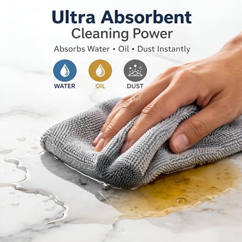 Image of DALUCI Microfiber Cleaning Cloth Roll 40 Pcs (25x25CM) Reusable Tearable Kitchen Cleaning Cloth Ultra Absorbent Lint Free Washable Cleaning Cloth for Kitchen Home Car