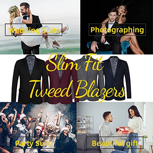 AIFARLD Blazer for Men Slim Fit Tweed Blazers for Mens One Button Solid Color Jacket Blazer Suit for Business Casual3