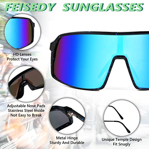 Feisedy Men Women One Piece Oversized Shield Teens Sports Sunglasses Mirror Visor Baseball Cycling Outdoor Glasses B2905 #TOP2