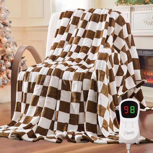 Image of Homemate Electric Blanket Heated Throw - 50 inchx60 inch Ultra Soft Cozy Flannel Heating Blanket with 10 Fast Heat Levels 8 Hours Auto Off Over-Heated Protection ETL Certification Keep Warm in Home Office