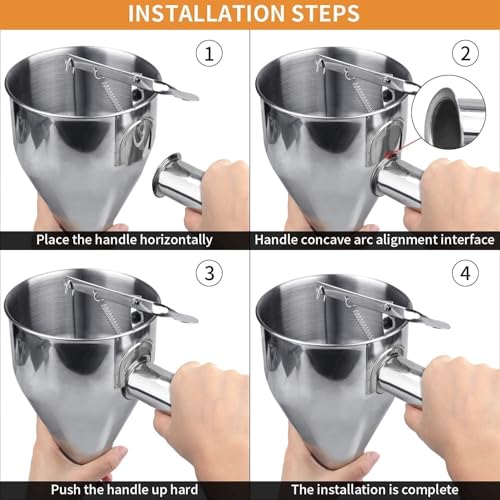 Image of Stainless Steel Pancake Batter Dispenser, Funnel Dispenser with Stand for Takoyaki and Baking and Chocolate Balls and Baked Goods (600 ml) (Silver) (1 pcs)