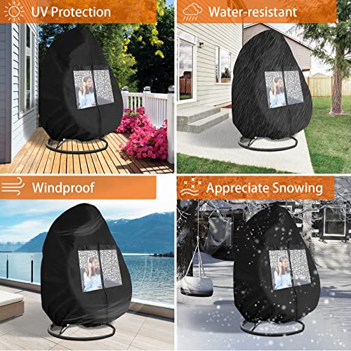 Icover Patio Egg Chair Cover, Outdoor Wicker Egg Chair Covers With Transparent Window, Waterproof Lightweight Egg Swing Chair Cover With Zipper For Single Seat Egg Chair #TOP4
