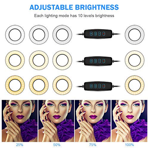 DAVID ROCCO Selfie-Ringlicht mit flexiblem Schwanenhals-Handy-Clip, 3 Lichtmodi und 10 Helligkeits-LED-Ringlicht… – Bild 5