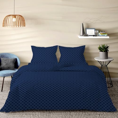 Image of 300 TC Premium Glace Cotton Solid Emboss Bedsheet for Double Bed with 2 Pillow Covers for Home (90 inch x 100 inch or 229 cm x 254 cm) (Maroccan-Blue, Double- 90 x 100 Inches)