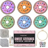 Dabline Punch Needle Kit for Beginners and Adults Set of 6 | Stress Relief DIY Craft - Complete Punch Needle Starter Kit with Designs & Supplies