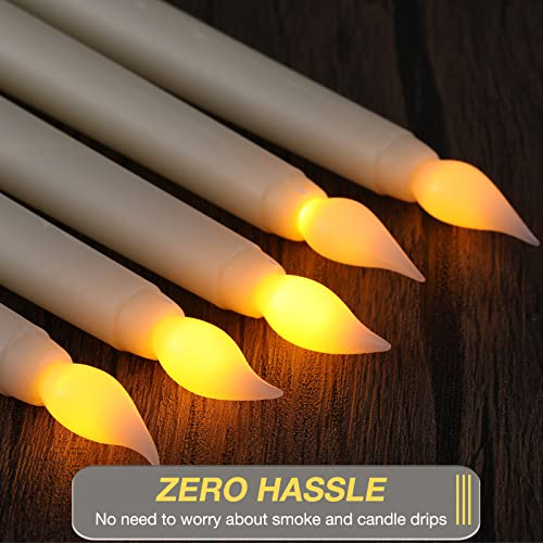 Image of Tuanse 24 Pack Flameless Flicker Taper Candles Bulk with Remote and Timer, Battery Operated LED Warm White Taper Candles Light for Home Wedding Decoration Gifts (Beige,11 Inch)