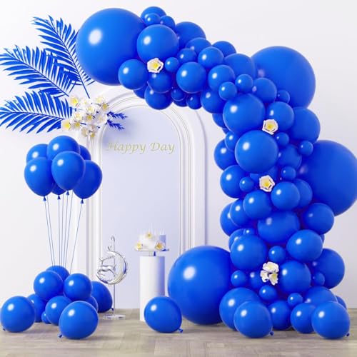 Image of Voircoloria 130pcs Blue Balloons Different Sizes 18 inch 12 inch 10 inch 5 inch Matte Blue Latex Balloon Garland Arch Kit for Birthday Baby Shower Graduation Wedding Gender Reveal Anniversary Party Decorations