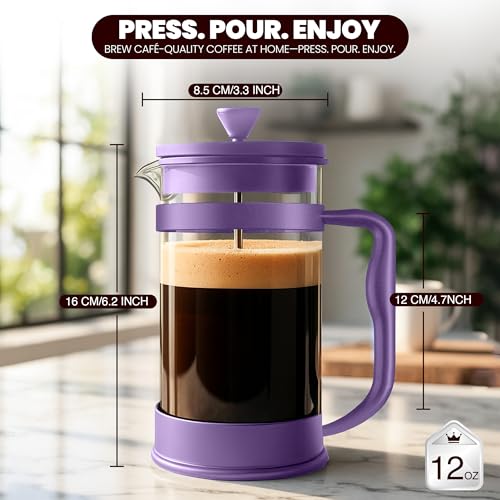 Utopia Kitchen 12 Ounce 0.35 Liter French Press Coffee Maker, Tea Maker, Travel Coffee Presses, Heat Resistant Thickened - Additional View