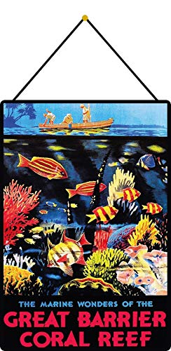 NWFS Great Barrier Coral Reef - Cartel de chapa metálica encorvada (20 x 30 cm, con cordel)