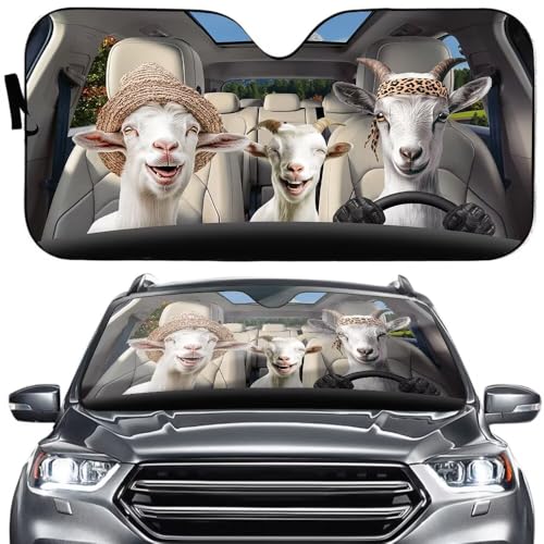 Couverture pare-brise chèvres au volant protection solaire et thermique amusante SUV