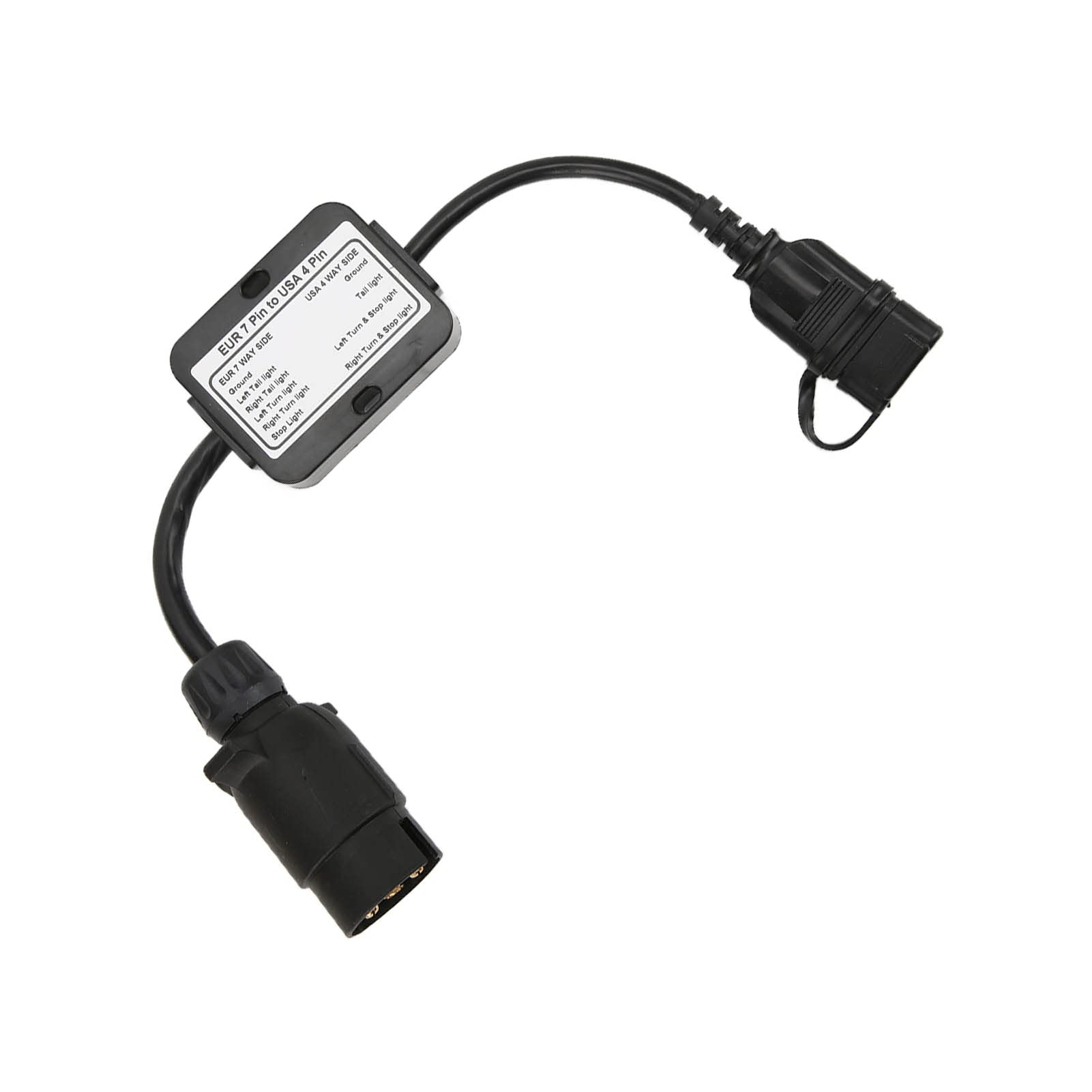 Conector redondo europeo automático de 7 pines a US adaptador de hoja de 4 vías para remolque convertidor de luz conector de remolque europeo de 7 pines a americano de 4 pines para remolque de caravan
