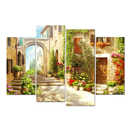 iLOOKLiKE Tuscany Town Canvas Wall Art Old Mediterranean Street with