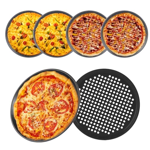 YAYODS 6 Pack 12 Inch Pizza Tray, Non-Stick Pizza Trays for Oven, Round Perforated Pizza Pans, Carbon Steel Pizza Baking Tray (29x1.5CM)