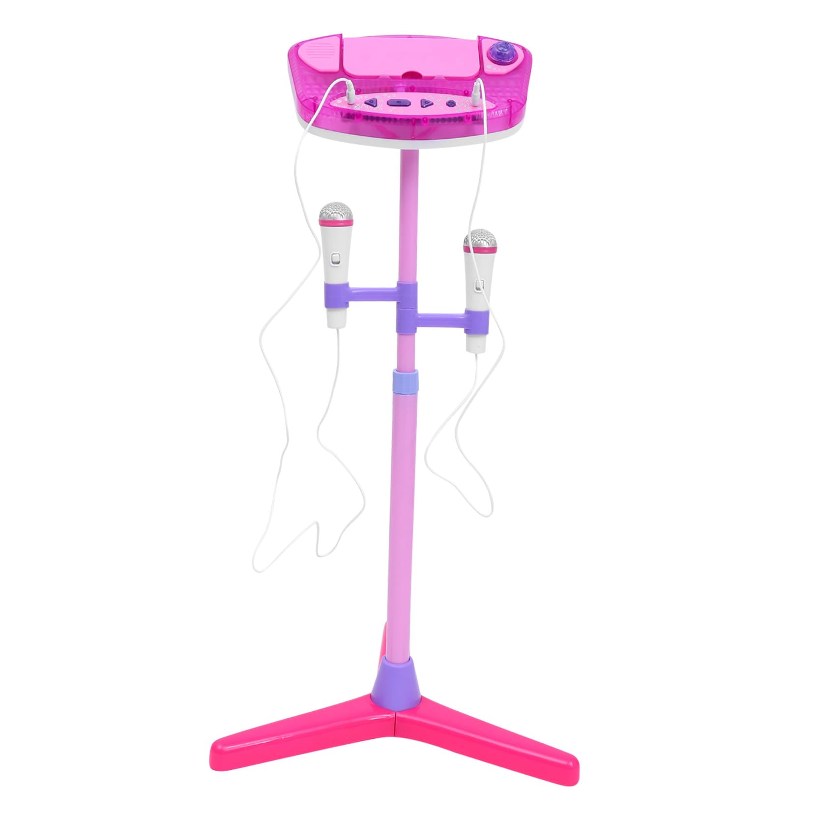 Micrófono de Juguete Rosa para Niños Función Interactiva y Reproducción Mp3, Diseño Doble Soporte Ajustable para Juego Educativo y Cantar