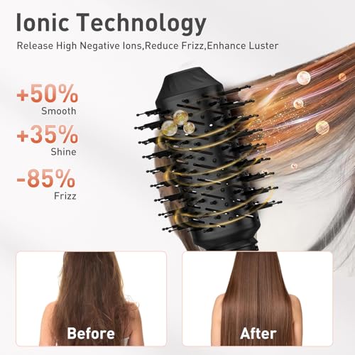 TAHSHINE Blow Dryer Brush Set,5 in 1 Hair Styler,Hair Dryer Brush Electric,Auto Wrap Curler Hair Styler,Detachable Brush Heads Comb for Straightening Automatic Curling Styling,Foldable Hair Dryer - Image 6