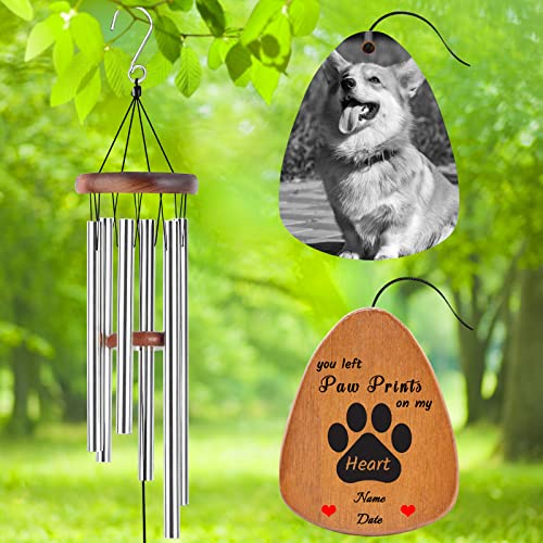 Image of Personalized Custom Wind Chimes Memorial Gift for Loss of Loved One Mother Dad Mom Dog Pets Customized Outdoor Sympathy Wind Chimes with Photo Text