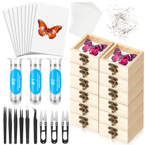 Image of Spiareal 78 Pcs Insect Specimen Tools Kit Include 3.54 x 3.54 x 1.77 in Display Case Box Foam Pinning Board Tubes Pins Tweezers Butterfly Insect Pinning Kit Entomology Collection Supplies