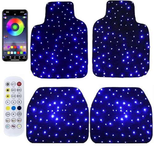 Starlight LED car Floor mat - Universal Type Equipped with Remote Control Environment RGB Lighting kit Waterproof and Washable Vehicle Multi-Color Starlight Effect Creating a Romantic Atmosphere