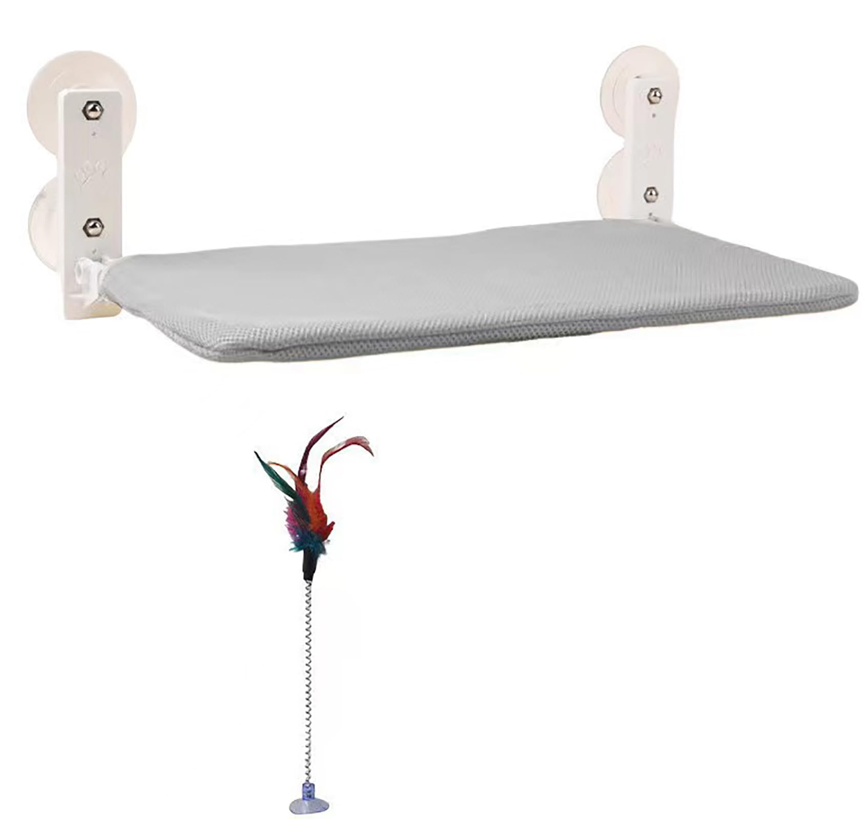 Window Perch, Foldable Sunbath Cat Bed With Funny Stick, Hammock With Solid Metal Frame and Soft Cover, Space Saving Window Mounted Cat Hammock