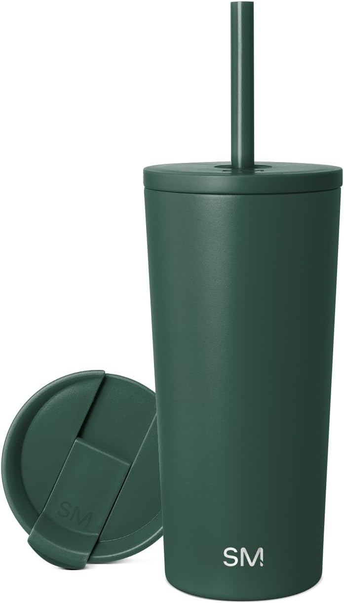 Simple Modern Insulated Tumbler with Lid and Straw | Iced Coffee Cup Reusable Stainless Steel Water Bottle Travel Mug | Gifts for Women Men Her Him | Classic Collection | 20oz | Forest