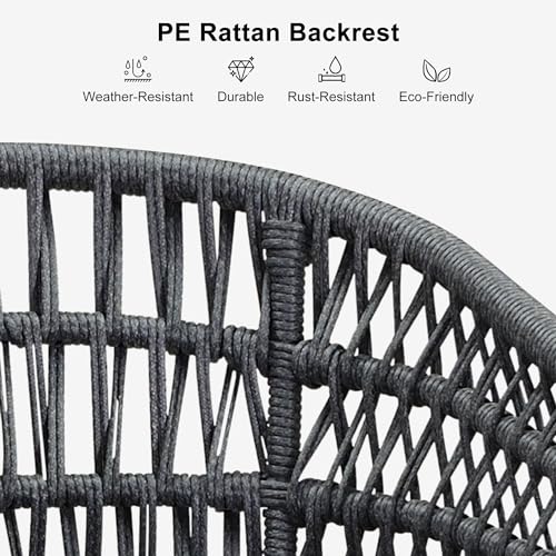 Image of PURPLE LEAF 24 inch Rattan Counter Stools Set of 4 All-Weather PE Rattan, Grey