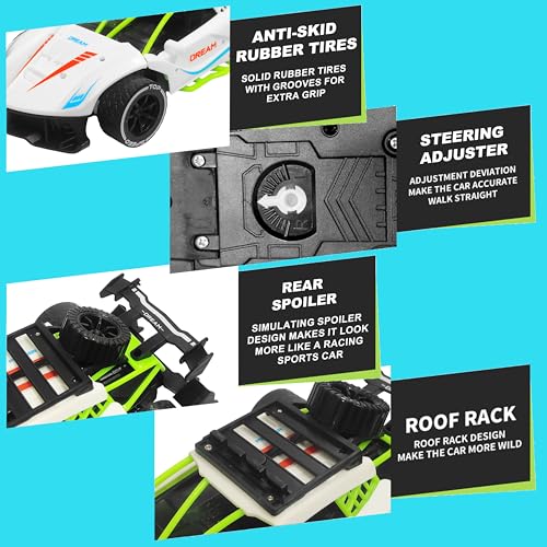 Image of VGRASSP Rechargeable Racing Car Toy for Kids with 2.4 GHz Long Range Remote Control - 1:16 Scale Joystick RC Sports Vehicle (White)