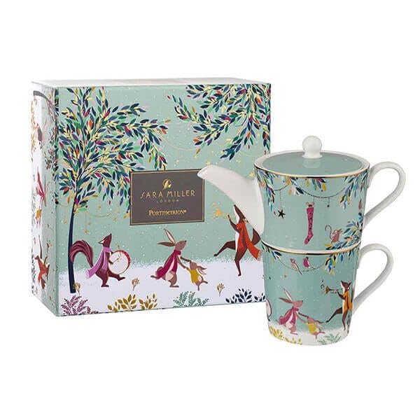 Portmeirion Sara Miller London Woodland Tales Tea for One Merry Band, Green, 18x17x10 - Image 3