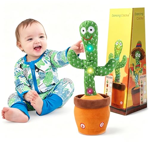 Image of MIAODAM Dancing Cactus, Talking Cactus Baby Toy, Colorful Glowing Repeating Cactus Toy for Baby Toddler, Singing Cactus Toy 10 Songs Repeats What You Say for Baby Toy Gift Mimicking