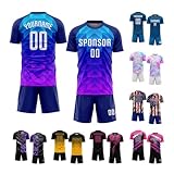 Custom Soccer Jersey Set Personalized Royal Light Blue Rose Red White Soccer Shirts Shorts Uniform for Adult Boys Girls Youth with Team Name Number Logo