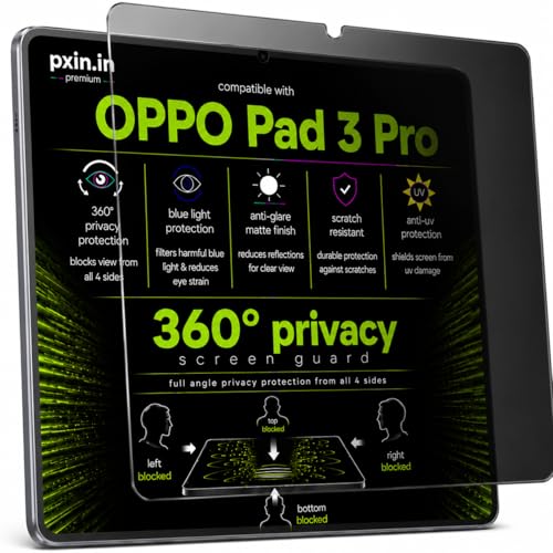 Image of Pxin 360 Pro Privacy Screen guard compatible with OPPO Pad 3 Pro | Anti Glare | Anti UV | Anti Blue | Anti Reflection | Privacy Filter | Unbreakable Build
