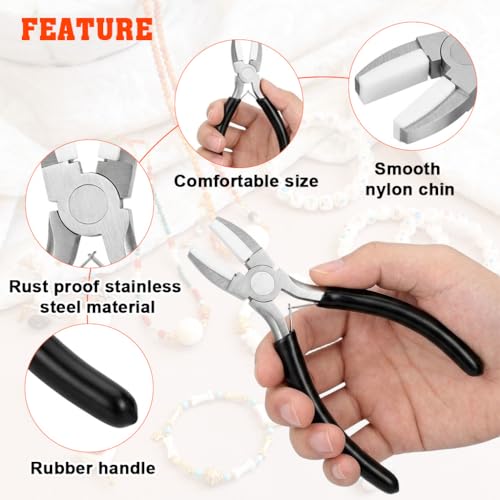 Image of HASTHIP Jewelry Pliers, 5.3 Inch Flat Nose Soft Jaw Hand Tool