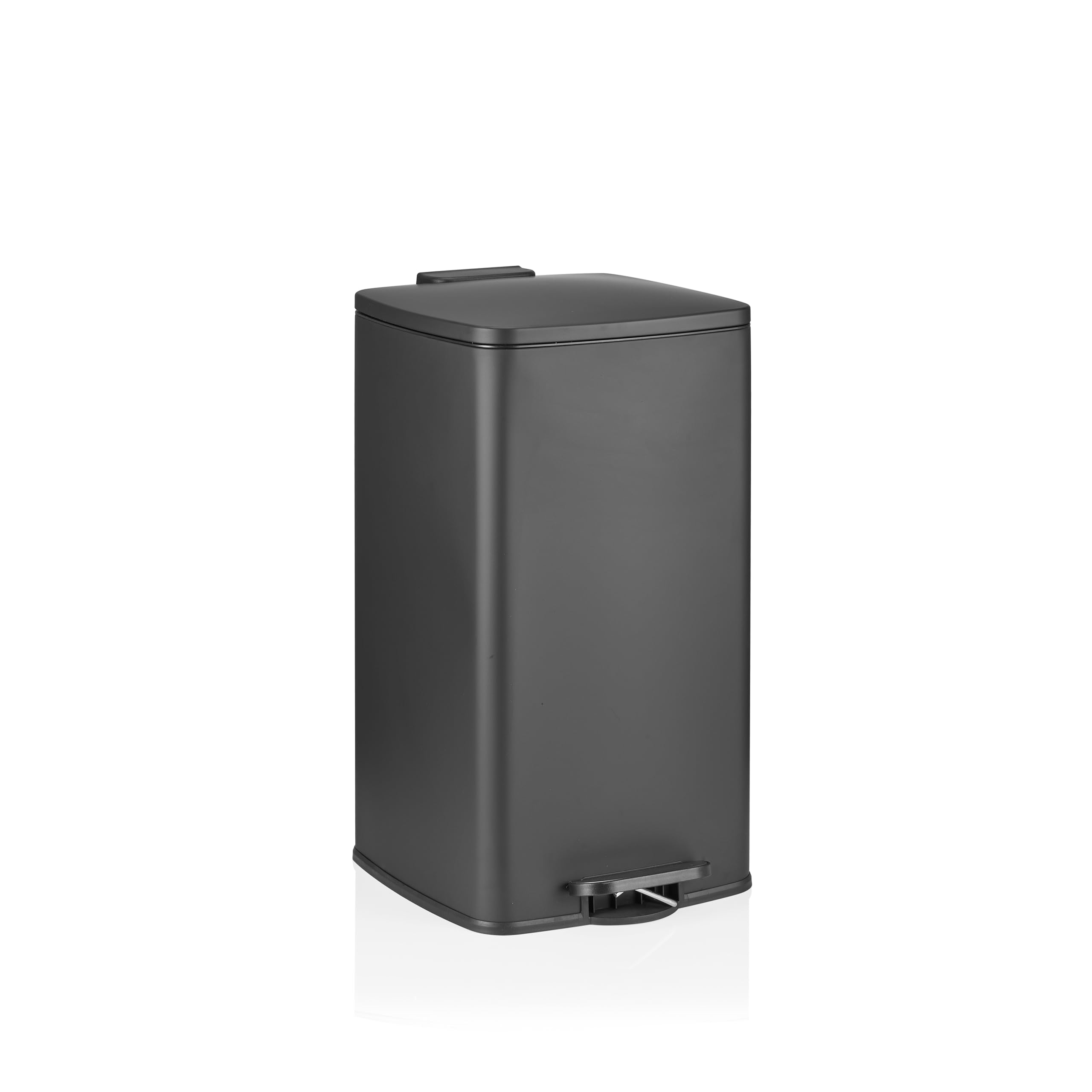 hjh OFFICE Mülleimer 60L Clean Step 4, rechteckiger Abfalleimer aus pulverbeschichtetem Stahl, hygienisch und luftdicht schließend, Fingerprint-Proof Beschichtung, Schwarz