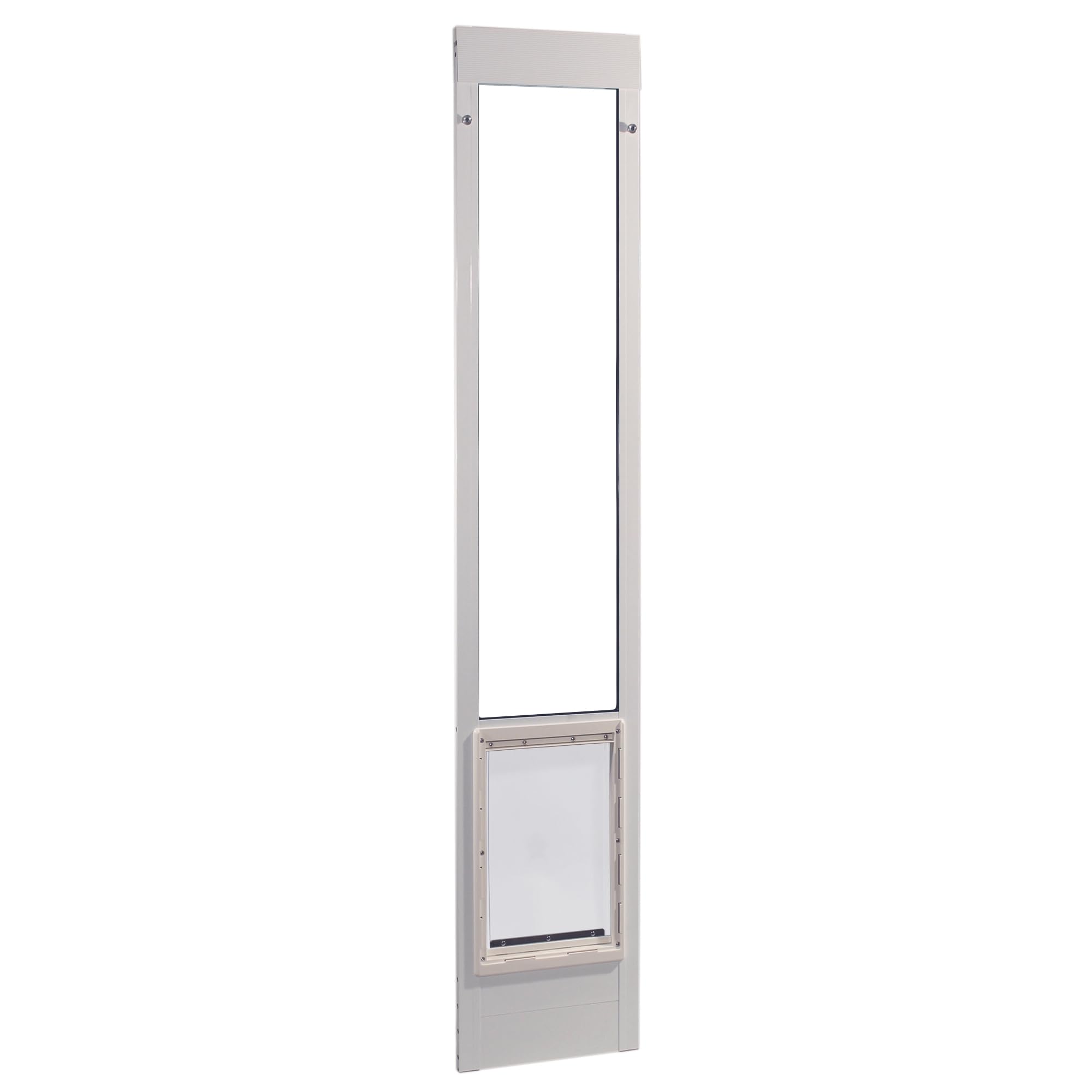 Aluminum Pet Patio Door, Adjustable Height 77-5/8" to 80-3/8", 10-1/2" x 15" Flap Size, White