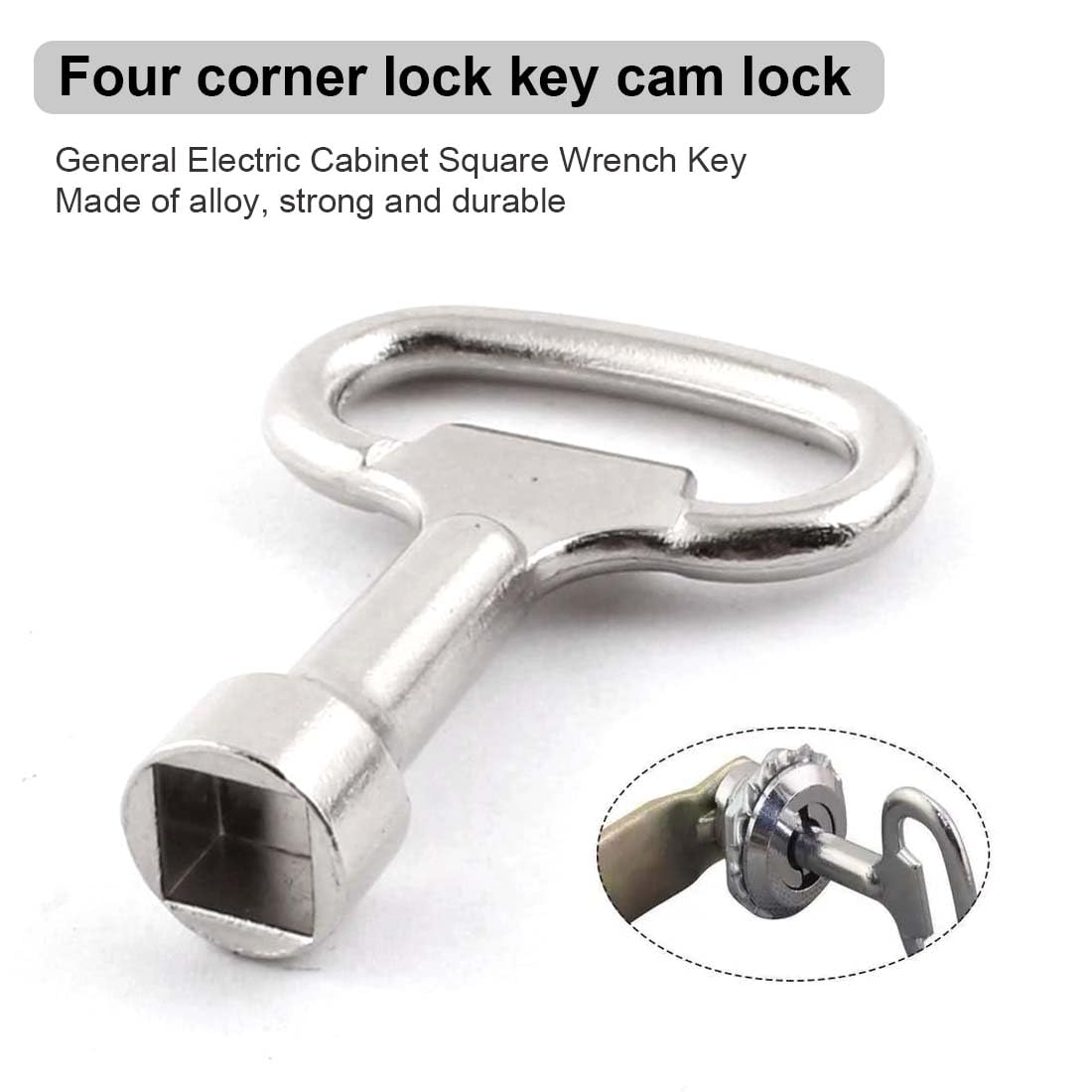 PATIKIL Lot De 4 Clés à Douille Carrées En Alliage De Zinc 8 Mm Pour Armoire électrique, Gaz, Eau, Compteur D'eau, Clé De Sécurité Pour Placard