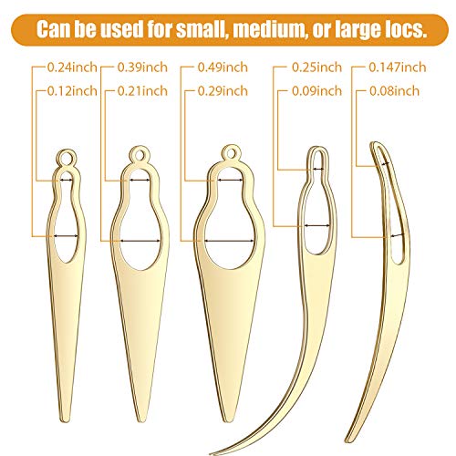 Image of WILLBOND 5 Pcs Dreadlock Interlocking Tool for Locs with Metal Box Retighten Tool for Dreadlocks Interlocks Crochet Braiding Hair Tightening Maintaining Extensions Accessory(Gold)
