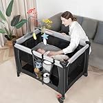 Pack and Play, Travel Crib, with Changing Table, Portable Pack and Play, with Carry Bag, Foldable, Portable Crib for Toddlers 1-3(Black) - Image 4