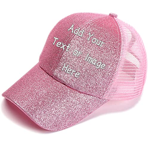 Rr&Ddxu Unisex Custom Baseball Caps Personalized Glitter Trucker Hats Best Mom Ever Gifts Summer Hat Sunshine Add Text Or Image Here, Queen Pink, 1-8 #TOP13