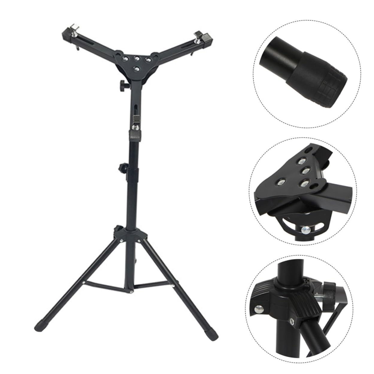 Supporto Regolabile per Pad Batteria Nero Stand Robusto in Abs e Ferro per Strumento Silenzioso per Pratica Indoor e Outdoor per Principianti e Percussioni