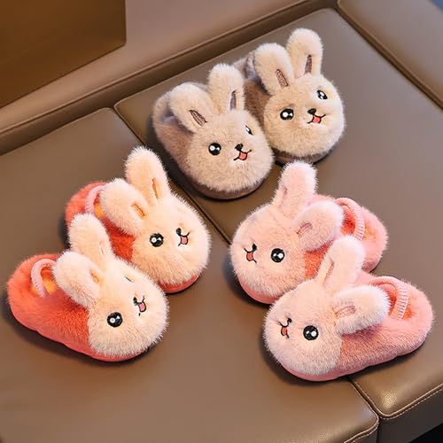 Kids Boys Girls Cute Bunny Fuzzy Slippers Non-Slip Furry Soft Bedroom House Slides Fall Winter Warm Indoor Shoes3