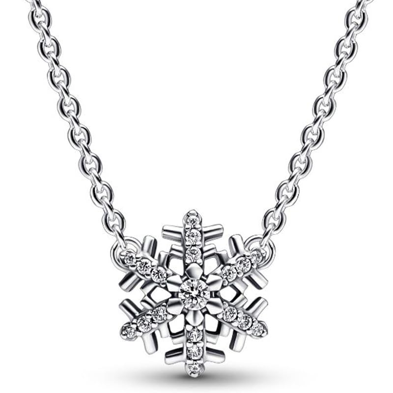 Collier rectangle herbarium avec halo flocon de neige en cristal scintillant