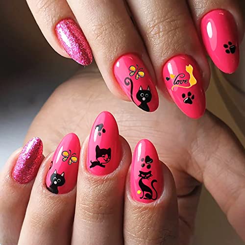 Danneasy 750 Pieces Cute Nail Stickers Self Adhesive Nail Art Stickers Gold Foil Black Cat Nail Design Stickers For Women Kids 3D Nail Decoration (30 Sheets) #TOP6
