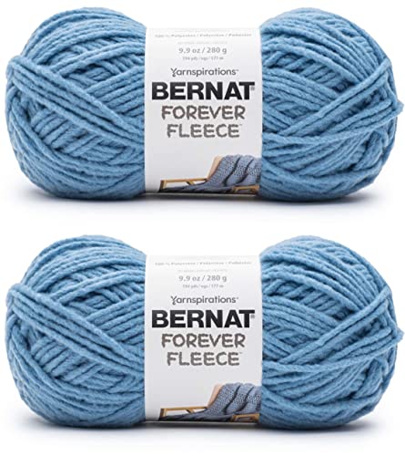 Image of Bernat Forever Fleece Ball Point Blue Yarn - 2 Pack of 280g /9.9oz - Polyester - 6 Super Bulky - 194 Yards - Knitting /Crochet