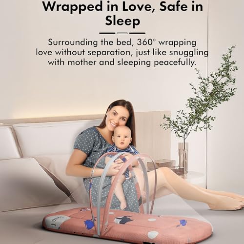 Image of StarAndDaisy 3 in 1 Baby Nest Mosquito net for Sleeping - Newborn, Mosquito net for Baby /Soft and Comfortable Bed, Washable Cotton Design for 0-12 Months Baby (Shark Print)
